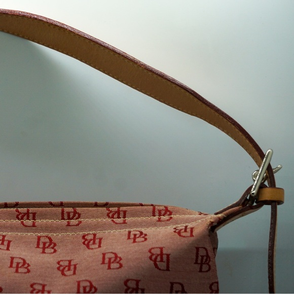 Dooney & Bourke Red Small Hobo Bag Purse DB Initial Design Light Leather Handle - Picture 4 of 9